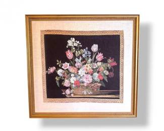 49 LargeFramedFloralTapestryFrenchStyleBouquetinGoldFrame