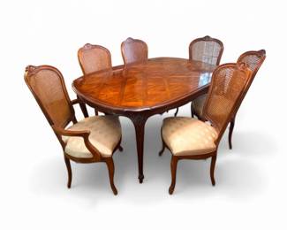 23 FrenchStyleDiningTablew6CaneBackChairsByCenturyFurniture