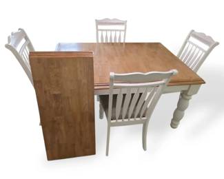 Ashlet Furniture Cottage Style Wood Table With Extra Leaf And 4 Chairs