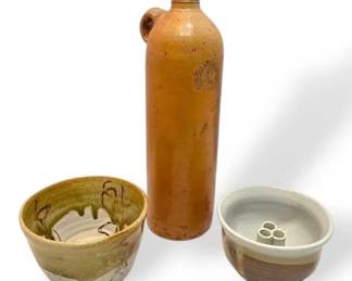 Antique German Stoneware Bottle  Studio Art Pottery Pieces