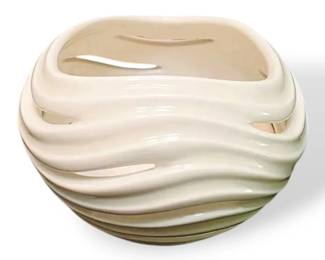 Handmade Porcelain Votive Candle Bowl Signed By Artist Ayako Lightning