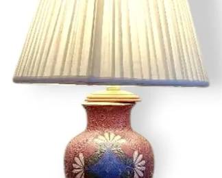 Ornate Wood And Ceramic 3way Lamp