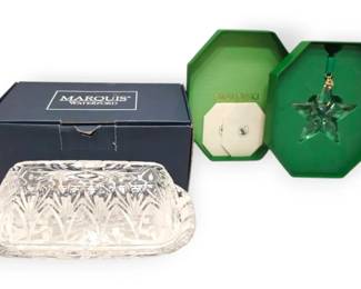 Marquis By Waterford Canterbury Covered Butter Dish  Swarovski Star Christmas Ornament