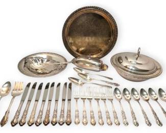 1847 Rogers Bros. Silverplate Flatware Set, Sheridan Silverplate Covered Casserole  More