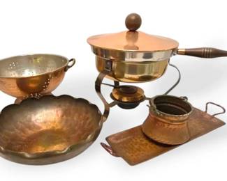 Vintage Copper Chafing Dish, Hammered Copper Bowl By Utah Copper  More