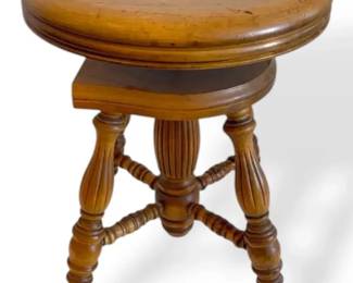 Antique Swivel Piano Stool with Cast Iron Glass Ball Claw Feet