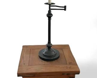 Rustic Wooden End Table W Lamp