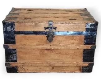 Wood  Metal Steamer Trunk