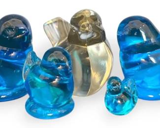 Blue and Clear Glass Birds