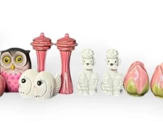 Vintage Salt Pepper Shakers Cats, Owls, Poodles, More
