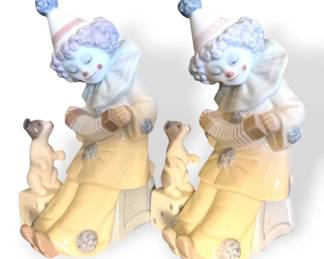2 Lladro 5279 Pierrot With Concertina Figurines