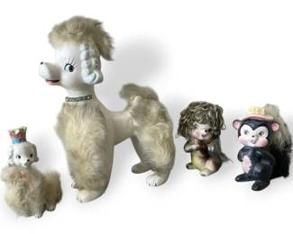 Vintage Ceramic Poodles Skunk Figurines Bradley California Creations and More