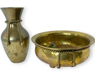 2 Piece Brass Vase and Bowl Set Made In India