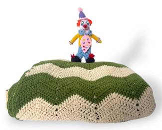 Afghan Blanket Crocheted Clown