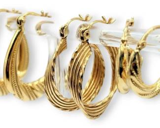 14k Gold Engraved Hoop Earrings 5.28g Total