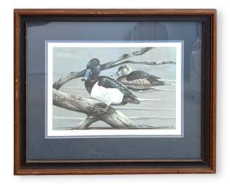 Framed Limited Edition Ring Necked Ducks By E. Melton 22.5W x 18.5H