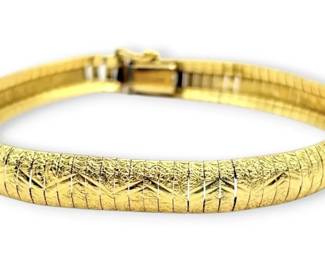 14k Gold Omega Link 7 Bracelet, Made in Italy 13.4g