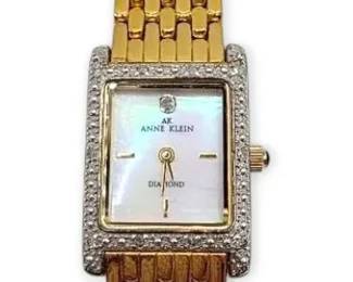 Anne Klein Ladies Watch with 10 Diamonds Around Face