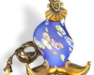 MuranoStyle Clown Lamp With Millefiori Pattern Ruffled Collar