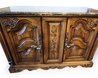 Faux Marble Top Buffet Side Table