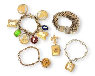 Womens Cameo And Intaglio Charm Bracelet, Locket Brooch And More