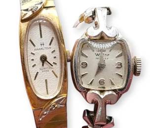 Vintage Ladies Hamilton Watch With 2 Small Diamonds 0.03 Carat Wyler 1 40 10K Gold Filled Watch