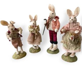 Four Victorian Style Bunny Rabbit Figures