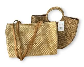 2 Handwoven Straw Tote Bags 1NWT