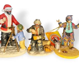 Three Emmett Kelly Clown Figurines