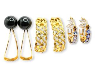 14k Gold Engraved Beaded Stud Earrings 7.43g Total