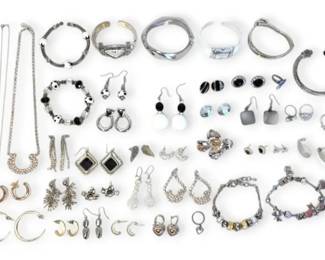 Silver Toned Necklaces, Charm Bracelets, And More