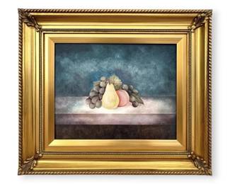 Framed Still Life Oil Painting Of Fruit By Carol Gundy Guskey 20W x 17H