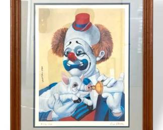 Red Skelton Dinner Time Clown Lithograph, Signed Numbered