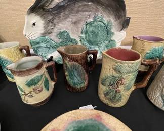 Majolica rabbit platter