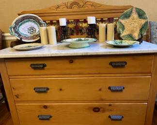 Antique Chest w/tile back