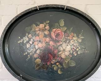 Large antique tole tray 