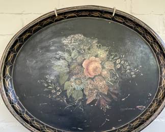Large antique tole tray 