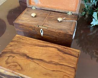 Walnut box, oak tea box