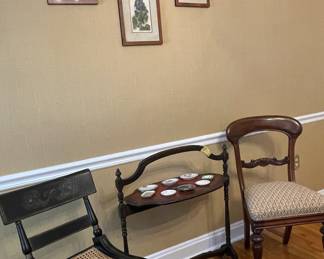 Antique tray table & chairs
