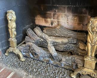 Lion andirons