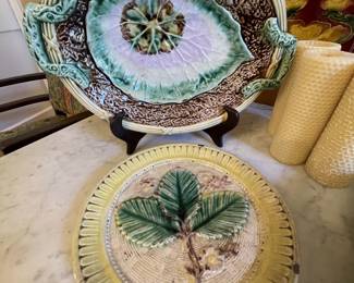 Majolica begonia leaf bowl