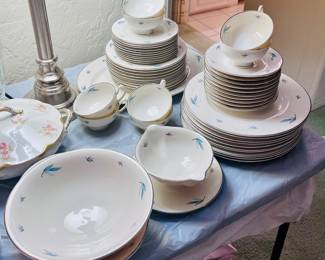 Syracuse China in the Celeste pattern, produced between 1955 and 1970