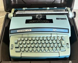 Vintage Smith-Corona Coronet Super 12 Coronamatic Typewriter, Light Blue, in case