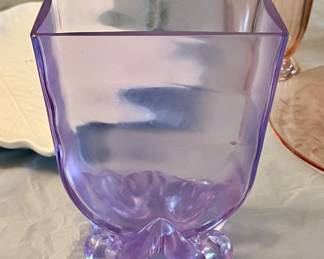 RARE Tiffin TWILIGHT Optic Dichroic Neodymium Alexandrite VASE 9" w Manzoni Feet