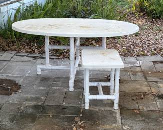 PCV pipe, patio table and side table
