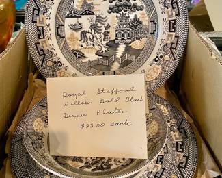 Royal Stafford Willow Gold Black dinner plates