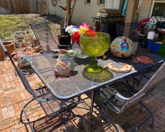patio table with 4 rocker chairs (green bowl is not here)