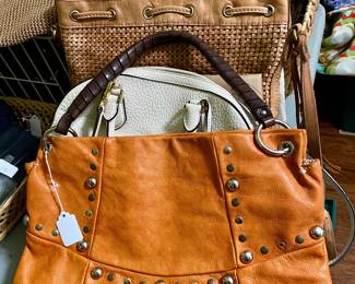 dozens of handbags, all shapes, sizes and fabric, all like new