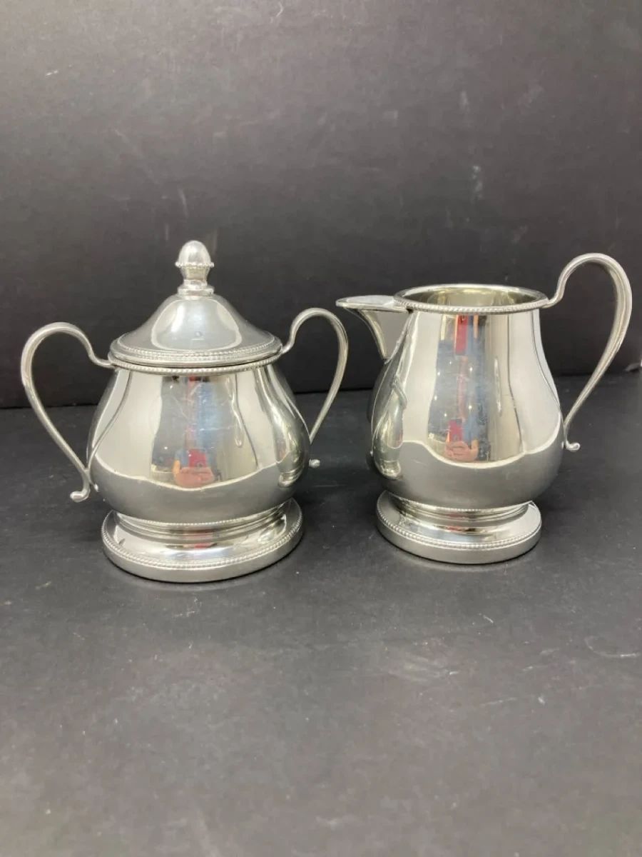 Handmade Danish Pewter Cream and Sugar Set