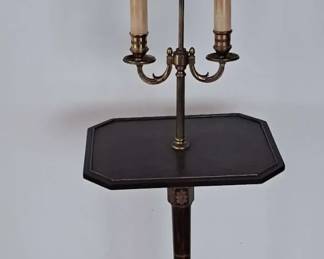 Edward Garrett Style Brass  Wood Floor Lamp